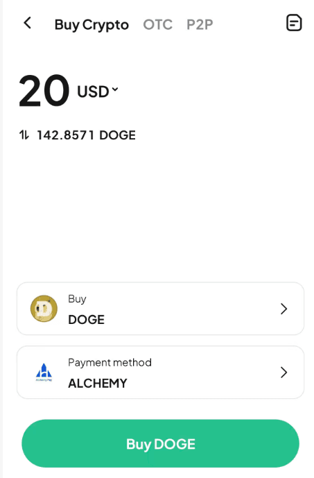 步骤2: 如何通过WEEX OTC买入DOGE? 应用程序版本