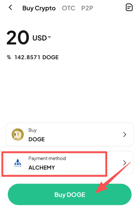 步骤4: 如何通过WEEX OTC买入DOGE? 应用程序版本